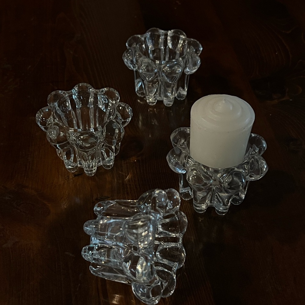 Elegant Clear Glass Candle Holders set of 4